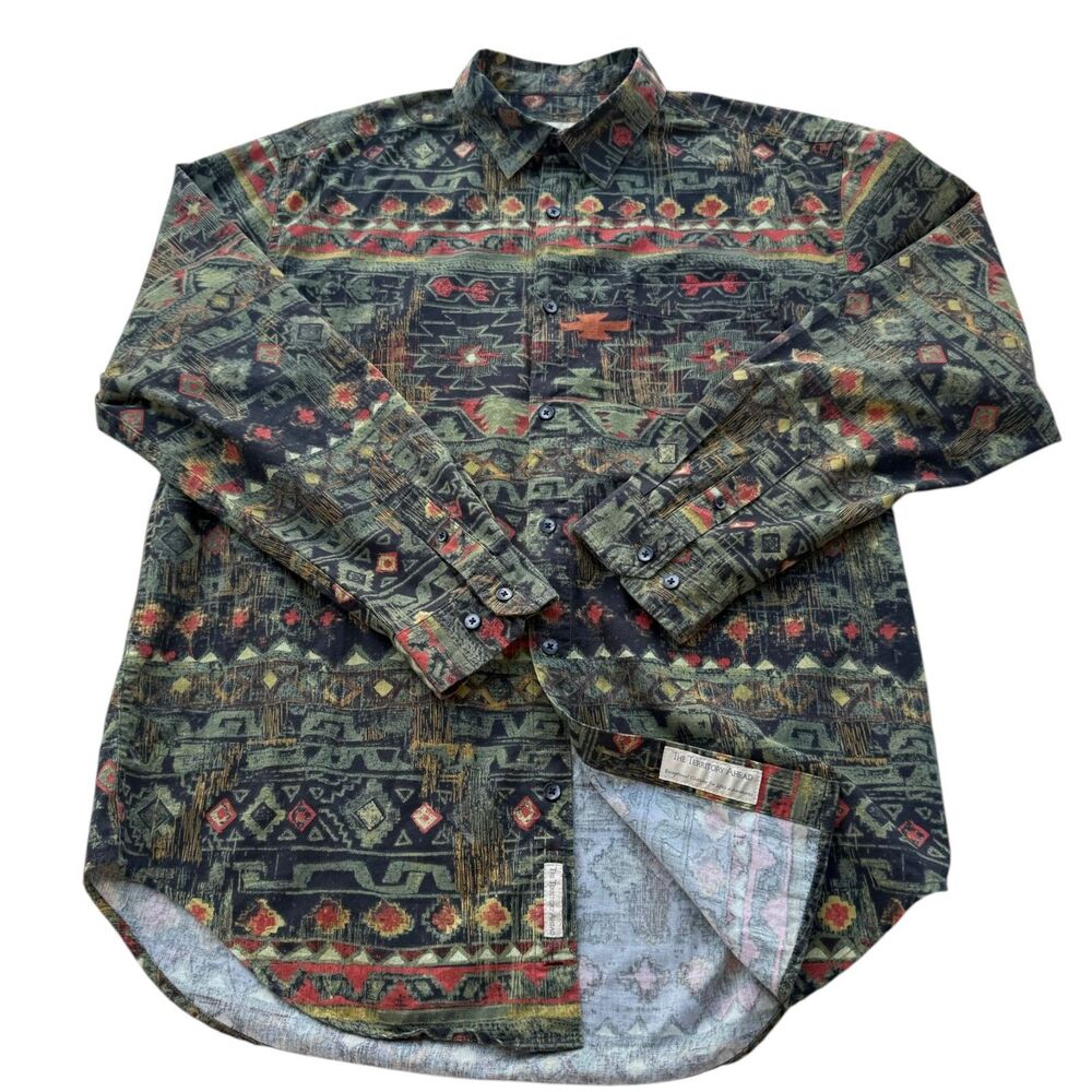 Vintage The Territory Ahead Southwest Tribal Button Shirt Mens Large Cotton